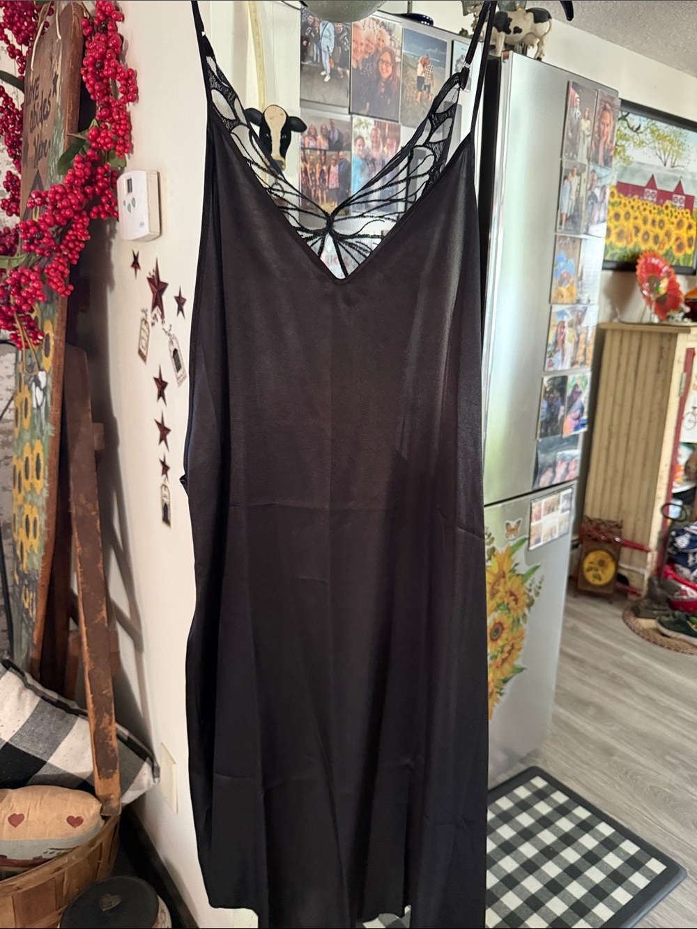 Black nighty with Lace Back Detail